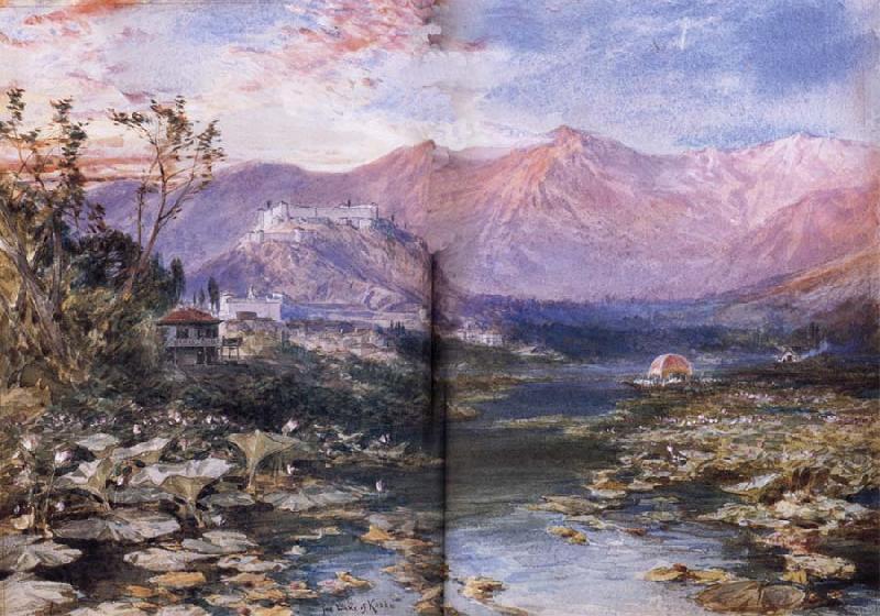 William Simpson The Lake of Kashmir at Shrinagar Norge oil painting art